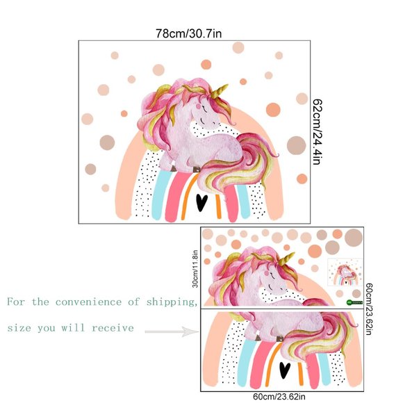 Sleeping Unicorn on Rainbow With Dots Wall Decal - Picture 4 of 4